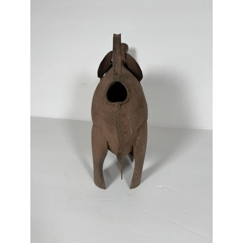 Rustic Metal Elephant Watering Can Garden Decor Primitive Folk Art Weathered